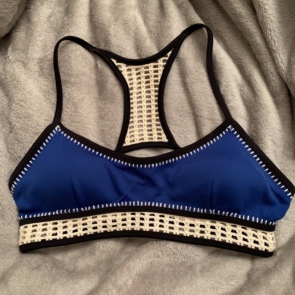 Victorias Secret blue crochet racerback bikini top